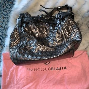 Francesco Biasia leather Pewter metallic bag